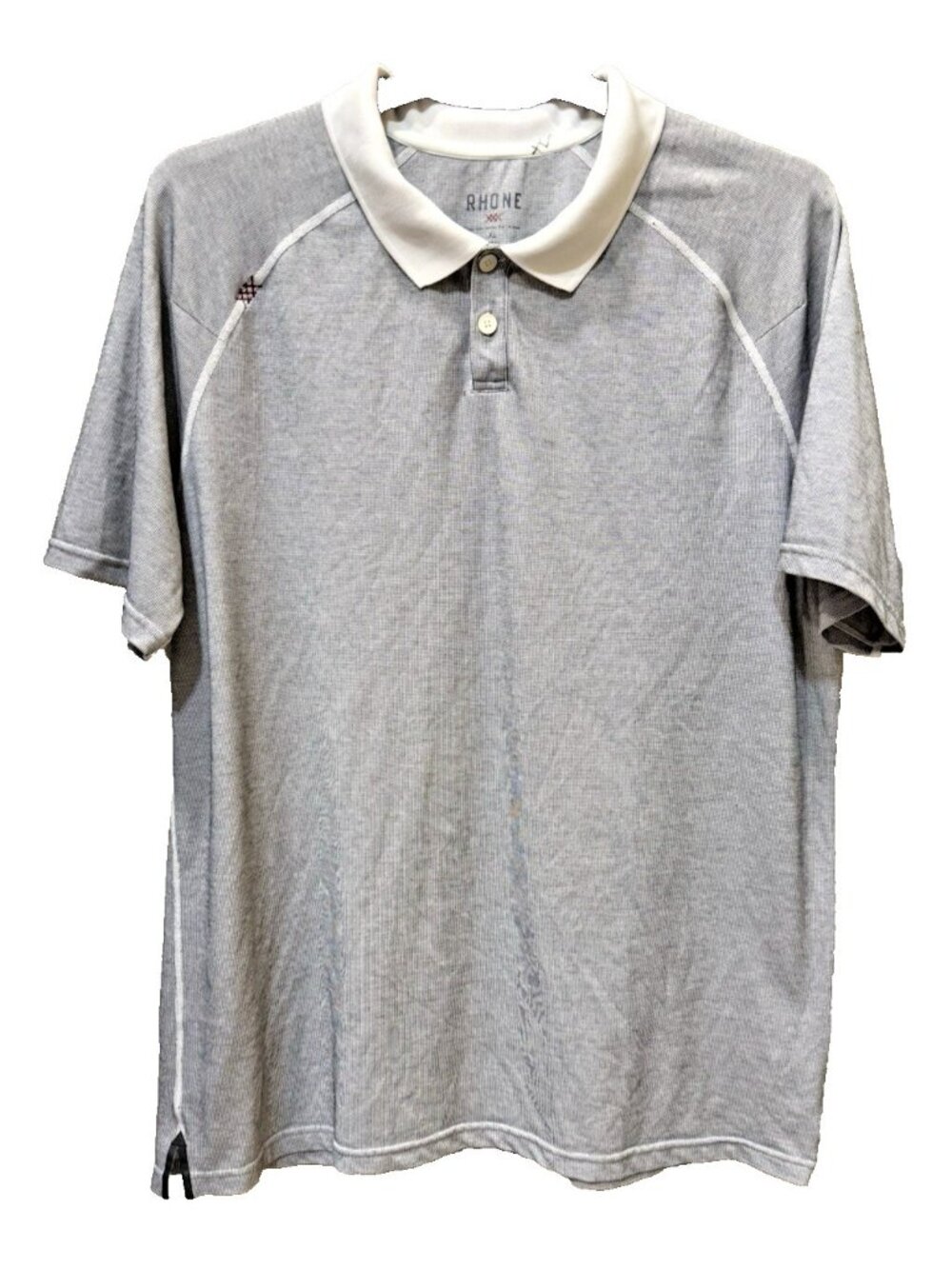 Rhone Delta Pique Polo Shirt Mens XL Gray White Performance Golf Athletic Raglan